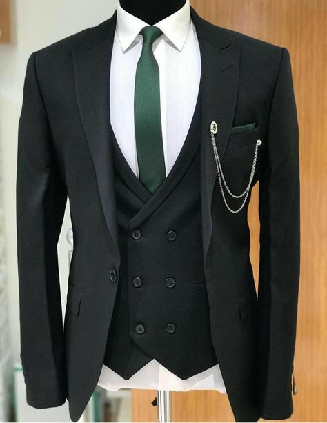 Men tercet suit Wedding Suits Men Black, Green Suit Men, Groom Dress Men, Wedding Dresses Men Indian, Black Suit Men, Classy Suits, Wedding Dress Men, Wedding Suits Groom, Dress Suits For Men