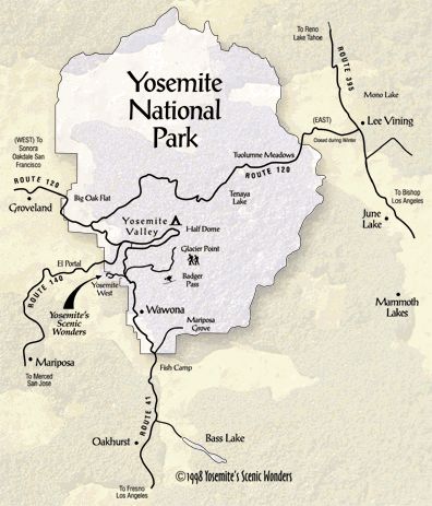 Share this Image On Your Site Please include attribution to ScenicWonders.com with this graphic. Yosemite National Park Lodging, Yosemite Map Illustration, Weekend In Yosemite, Yosemite Vacation, Yosemite Vintage Poster, Yosemite Map, Vintage Travel Posters Yosemite, Yosemite Poster, Yosemite Waterfalls