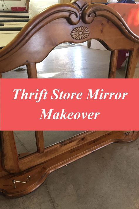 Easy Thrift Store Mirror Makeover Mirror Repurpose Upcycling, Painted Wall Mirror Ideas, Dresser Mirror Frame, Dresser Top Mirror Repurposed, Large Dresser Mirror Repurposed, Dresser With No Mirror Ideas, Repurpose Dresser Mirror Ideas, Trifold Mirror Repurposed, Small Wall Mirror Decor Ideas