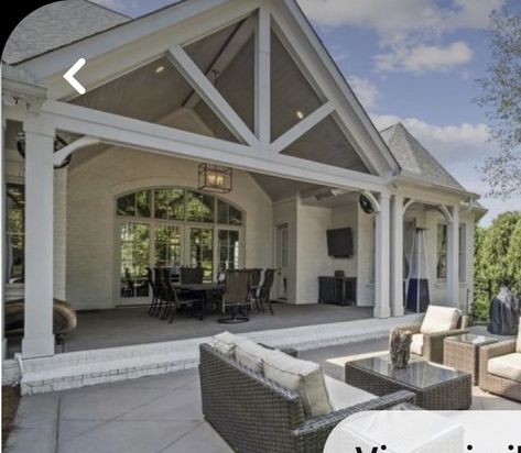 Cathedral Patio Ceiling, Covered Patio Vaulted Ceiling, Cathedral Back Porch, Vaulted Deck Ceiling Covered Porches, Rear Porch Ideas Patio, Vaulted Porch Ceiling Ideas, Vaulted Porch Ceiling, Vaulted Back Porch, Large Back Porch