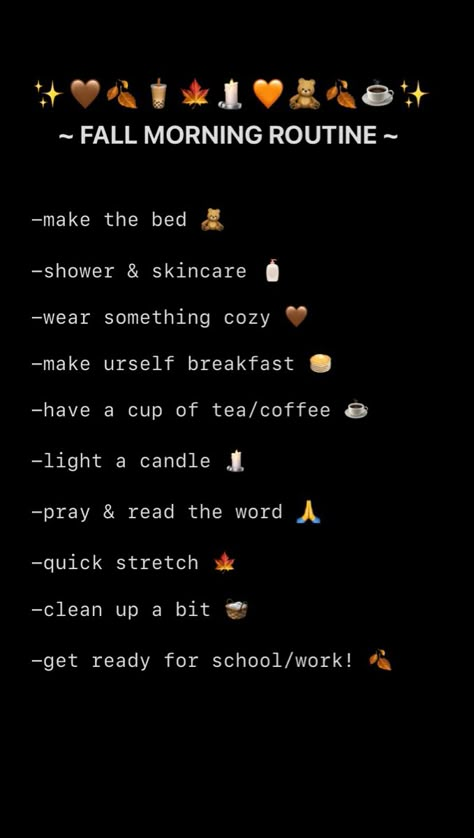 Getting Ready For Autumn, September Morning Routine, Productive Fall Morning Routine, Fall Afternoon Routine, Fall Asthetic 2024, Fall Morning Routine School, Fall School Morning Routine, Winter Break Morning Routine, Christmas Morning Routine List