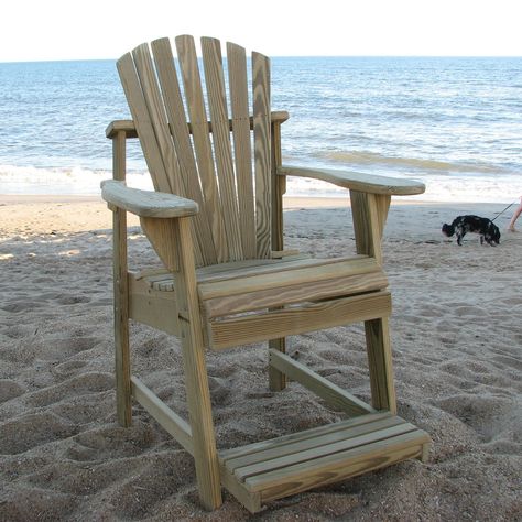 Have to have it. Weathercraft Designers Choice Treated Balcony Adirondack Chair with Footrest - Natural - $189.99 @hayneedle Pine Chairs, Lifeguard Chair, Adirondack Chair Plans, Chair With Footrest, Pub Chairs, Woodworking Furniture Plans, Adirondack Chairs, Adirondack Chair, Extra Seating