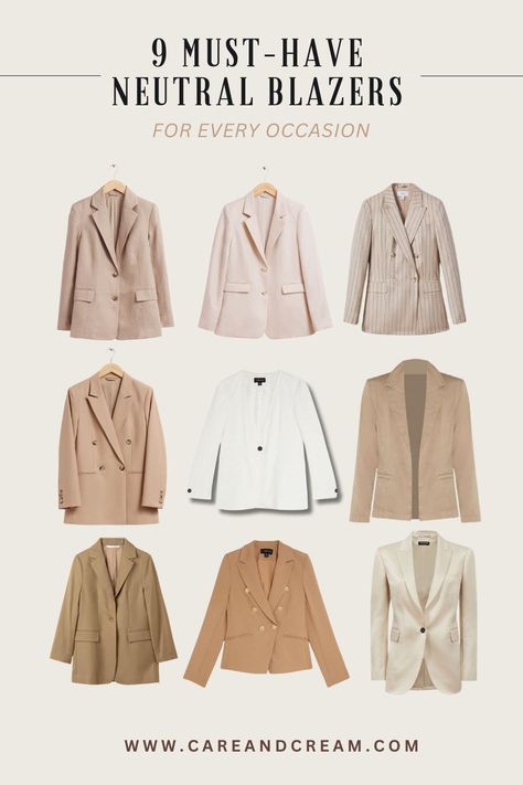 9 Must-Have Neutral Blazers for Every Occasion Neutral Blazer Outfit, Neutral Blazer, Chic Capsule Wardrobe, Oversized Blazers, Fashion Staples, Essential Fashion, Smart Casual Work Outfit, Simply Dress, Beige Blazer