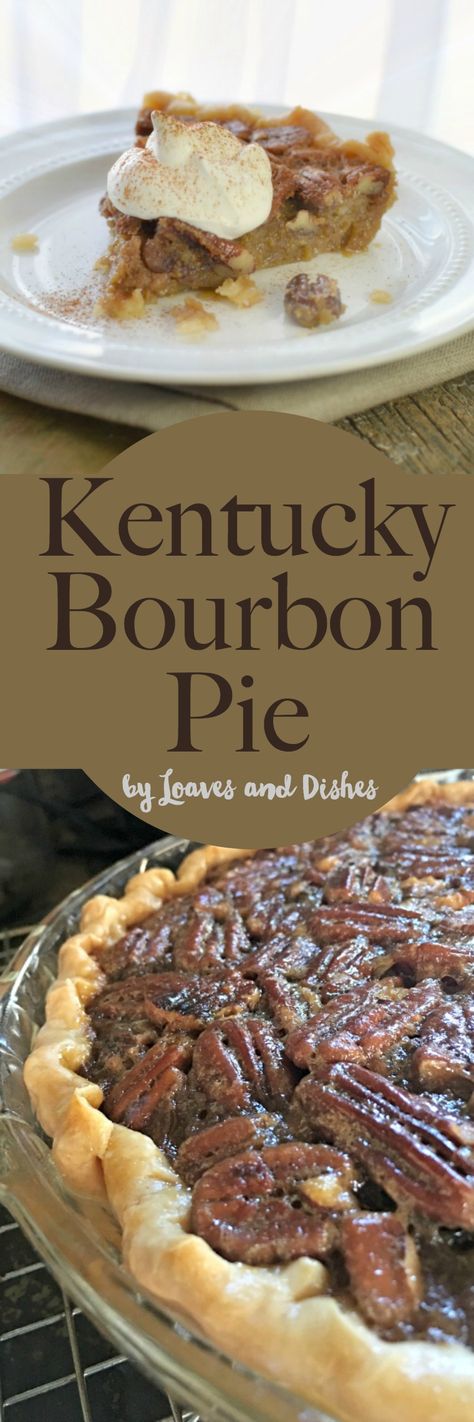 This recipe for Kentucky Bourbon Pie is straight out of the deep south mixing Pecans, Whiskey (Bourbon) and whipped cream into a boozy delight.  Just like Pioneer Woman or Paula Deen would make only boozy!  Let your southerner sing with this delicious pie. via @loavesanddishes Burbon Pecan Pie, Kentucky Bourbon Pie, Bourbon Pecan Pie Recipe, Bourbon Pie, Thanksgiving Desserts Pie, Boozy Recipes, Boozy Baking, Pecan Tart, Pecan Pie Bites