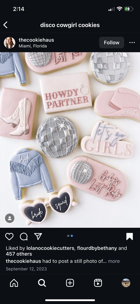 Nashville Bachelorette Cookies Decorated, Last Rodeo Bachelorette Party Cookies, Cowgirl Bachelorette Cookies, Morgan Wallen Cookies, Dolly Parton Cookies, Cowgirl Cookies Decorated, Disco Cowgirl Cookies, Nashville Cookies, Western Cookies