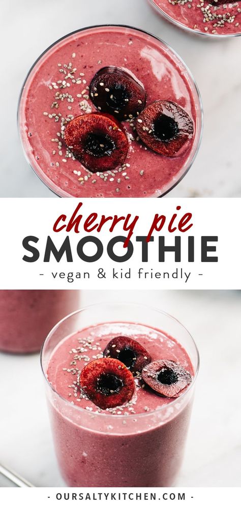 Kid Friendly Smoothies, Cherry Smoothie Recipes, Old Fashioned Oats, Cherry Smoothie, Vegan Kids, Frozen Cherries, Cherry Recipes, Vegan Smoothies, Smoothie Ingredients