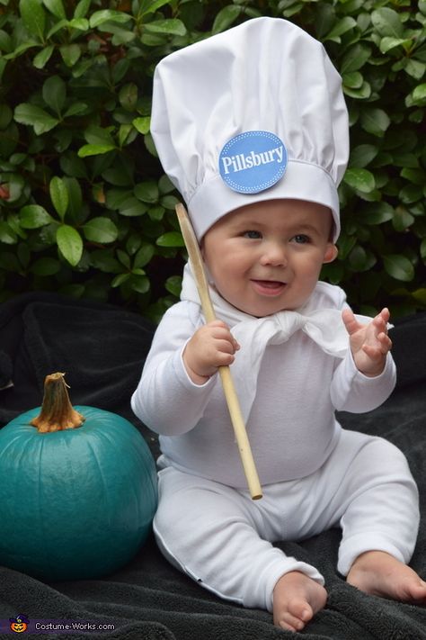 Christina: This is our baby Blake 6 months old. We though he had the perfect physique for this costume, we were trying to decide between this or the Stay Puffed Marshmellow... 3-6 Month Halloween Costumes Boy, Pilsbury Doughboy Costume Baby, Old Man Baby Costume, Perfect Physique, Old Halloween Costumes, 2015 Halloween Costumes, Pillsbury Dough, Pillsbury Doughboy, Baby Costume