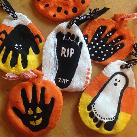 Halloween Salt Dough Ornaments {Strickland & Co Blog} Salt Dough Halloween, Salt Dough Ideas, Dough Ideas, Halloween Crafts For Toddlers, Salt Dough Ornaments, Dough Ornaments, Baby First Halloween, Halloween Arts And Crafts, Daycare Crafts