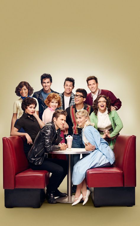 Who's excited for Grease Live? Because the cast sure is in the latest promo pics for Fox's very f... 1990 Style, Grease Live, Hand Jive, Grease Movie, Grease Is The Word, Casting Pics, Broadway Musicals, Theatre Kid, Vanessa Hudgens