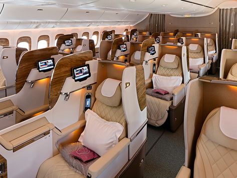 Exclusive look at new Emirates first class cabin | Aviation – Gulf News Plane Interior, Air Company, Emirates Flights, Business Class Seats, First Class Flights, Business Class Flight, Emirates Airline, Jeremy Clarkson, Boeing 777