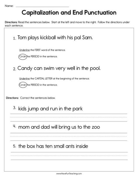 Capitalization - Have Fun Teaching Spelling Practice Worksheets, Paragraph Worksheets, Capitalization Worksheets, Capital Letters Worksheet, Proper Nouns Worksheet, Punctuation Worksheets, Use Of Capital Letters, Sentence Correction, Nouns Worksheet