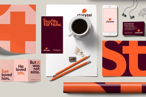 Letters take center stage in Storytel’s new visual identity - Storytel Visuell Identitet, Storefront Signs, Create A Brand, Brand Book, Company Branding, Brand Style Guide, Abstract Logo, Professional Logo Design, Brand Style