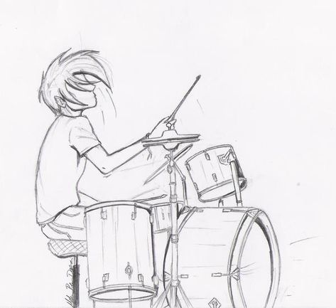 Playing Drums Drawing, Band Drawing Reference, Drummer Drawing, Drum Drawing, Guitar Drawing, Guitar Teacher, Drawing Examples, Body Base Drawing, Body Drawing