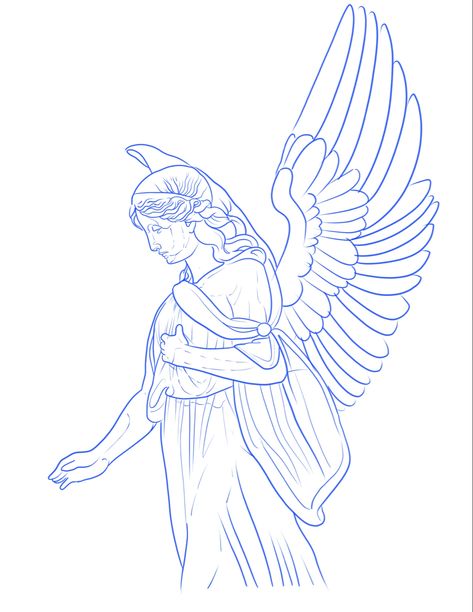 Angel Tattoo Men Stencil, Angel Tattoo Stencil Outline, Angel Outline Drawing, Praying Angel Tattoo Designs, Angel Sketch Simple, Angel Tattoo Outline, Angel Tattoo Stencil, Angel Tattoo Stencils, Jesus Tattoo Sleeve