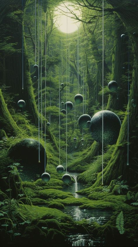 Scifi Jungle, Sci Fi Forest, Alien Worlds Landscape, Alien Planet Landscapes, Ethereal Waterfall, Futuristic Forest, Alien Tree, Alien Jungle, Futuristic Nature