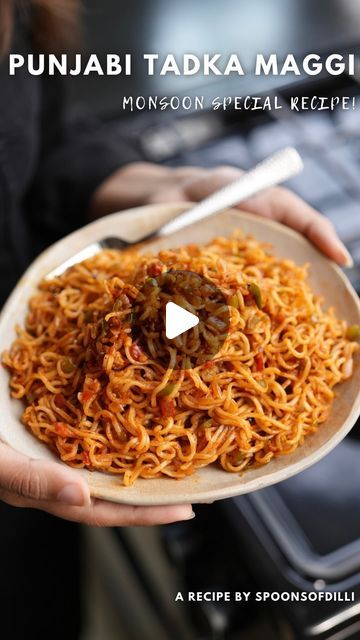 Spoons of Dilli on Instagram: "•PUNJABI TADKA MAGGI RECIPE•😍 We are sure you all will love this Maggi recipe! Not only easy to make but is super yum🤤  Ingredients used are- Garlic cloves- 15-20 pcs Kashmiri red chilli powder- 1 Tsp Oregano- 1 Tsp Chilli flakes- 1/2 Tsp Sugar- 1/2 Tsp Salt to taste Some melted butter  Boil 2 packets maggi   Now, in a kadhai or wok- Oil- 1 Tbsp and butter- 1 Tbsp Green chillies- 2 pcs Onion- 1 small size Capsicum- 1 small size Tomatoes- 2 small size Maggi masala  A video directed by Shreya Jain  Content strategist- Aman Sureka  Videographer- Shubham Kaushik  Chef- Vishal Panchal  #maggi #maggie #maggilover #magginoodles #maggirecipes #noodles #noodlesrecipe #snackrecipes #snackrecipe #foodreels #recipereels #delhi #delhifood #delhifoodie #foodporn #foodsta Maggi Masala Powder Recipe, Tadka Maggi Recipe, Garlic Maggi Recipes, Easy Maggie Recipes, Simple Maggie Recipe, Easy Maggi Recipes, Masala Maggi Recipe, Maggie Recipes, Sos Recipe