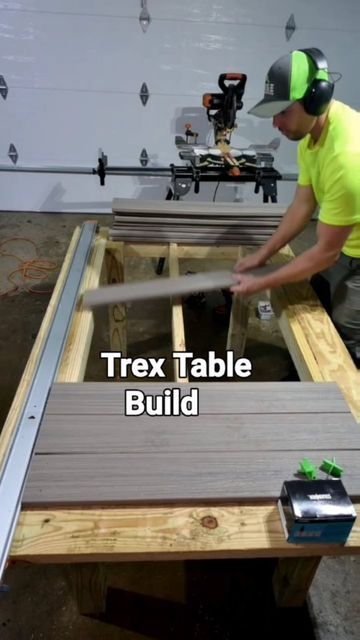 Trex Deck Furniture Ideas, Trex Deck Bar Top, Trek Deck Table, Trex Outdoor Table Diy, Diy Composite Patio Table, Diy Trex Patio Table, Scrap Trex Decking Projects, Leftover Composite Decking Ideas, Deck Table Ideas