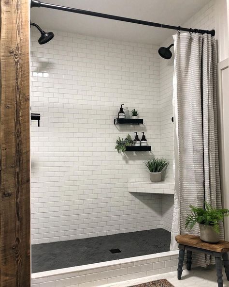 Basement Ceiling Tiles, Ceiling Tiles Ideas, Board And Batten Diy, Easy Board And Batten, European Farmhouse Style, Farmhouse Shower Tile, Batten Diy, Subway Tile Showers, Full Bathroom Remodel