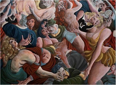 The Dancing Plague, 2023, oil on canvas, 59" x 79" Dancing Plague, Kurloz Makara, Army Dreamers, Kate Bush, Art History, The Dreamers, Oil On Canvas, Dancing, History