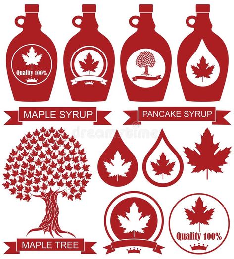 Maple Syrup Tattoo, Maple Syrup Labels, Lime Vector, Syrup Labels, Rooster Vector, Pumpkin Vector, Happy Cow, Vector Trees, Logo Redesign