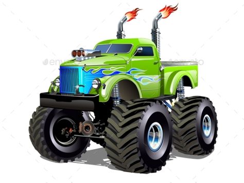 Cartoon Monster Truck, Monster Truck Show, Big Monster Trucks, Monster Truck Kids, Garage Logo, Truck Icon, Classroom Schedule, Big Tractors, Cartoon Cars