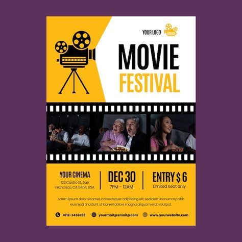 Movie Festival Poster, Movie Night Poster, One Pager Design, Movie Festival, Movie In The Park, Student Of The Week, Film Festival Poster, Cinema Design, Sport Poster Design