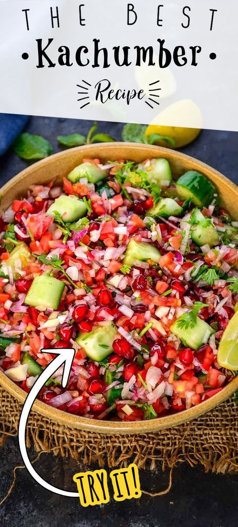 Indian Chopped Salad, Easy Indian Salad Recipes, Onion Cucumber Salad, Indian Salad Recipes, Salad Indian, Veg Salad Recipes, Indian Salad, Kachumber Salad, Desi Snacks