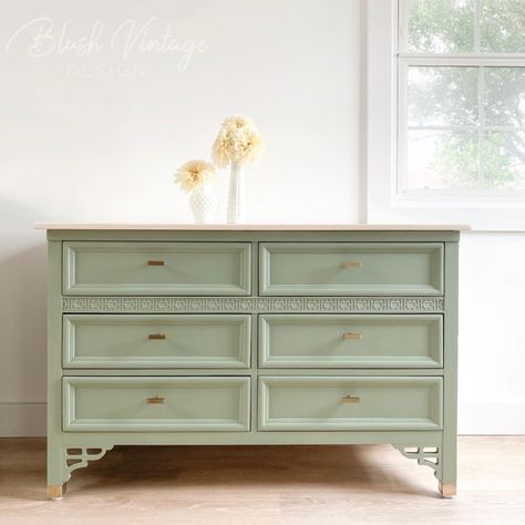 Basil Dresser | General Finishes Design Center Sage Baby Dresser, Sage Dresser, Sage Green Dresser, Green Painted Dresser, Spa Vision, Sage Green Furniture, Green Painted Furniture, Painted Dressers, Girl Dresser