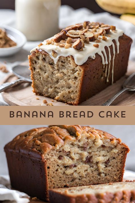 Embrace the comforting aroma of freshly baked goodness with our Banana Bread Cake! Experience the rich, moist texture of banana-infused layers, topped with a hint of sweetness. A delightful twist on the classic banana bread, perfect for any occasion. 🍌🍰 #BananaBreadCake #HomemadeTreats #myskinnyrecipes Light And Fluffy Banana Bread, Ultimate Banana Bread, The Best Banana Cake In The World, Highest Rated Banana Bread Recipe, Top Rated Banana Bread Recipe, Banana Bread Cake, Classic Banana Bread, Banana Butter, Desert Ideas