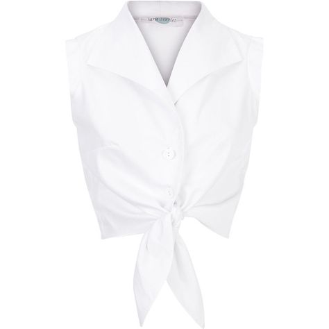 The Tie-front Shirt White ($33) ❤ liked on Polyvore featuring tops, shirts, white, white tie front shirt, white shirt, shirts & tops, white cotton shirt and sleeveless shirts Sleeveless White Shirt, Cropped White Shirt, White Sleeveless Shirt, Shirts Crop Tops, White Summer Tops, Shirts Crop, Sleeveless Shirts, Sleeveless Tops Summer, White Sleeveless Top