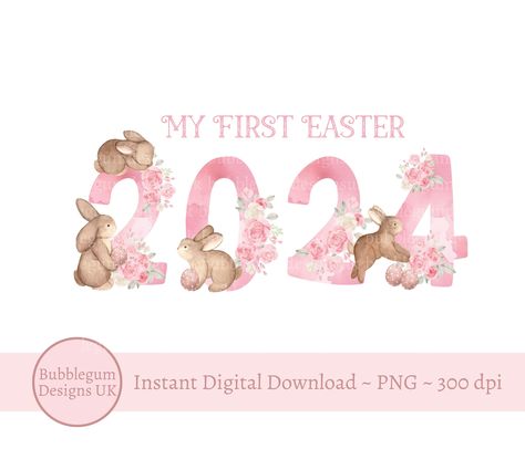 Easter Clip Art, 1st Easter, My First Easter, Easter Clipart, Clip Art Png, Pink Easter, Art Png, Digital Graphics, Digital Download Etsy