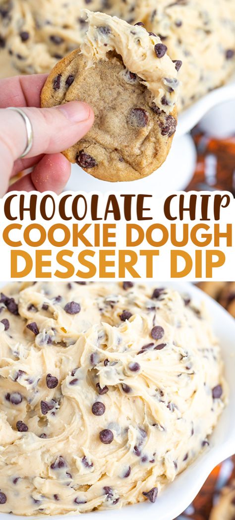 Chocolate Chip Cookie Dough Dip, Cookie Dough Desserts, Work Snacks, Chip Dip Recipes, Chocolate Chip Dip, Black Color Hairstyles, Dessert Dip, Cookie Dough Dip, Make Chocolate Chip Cookies