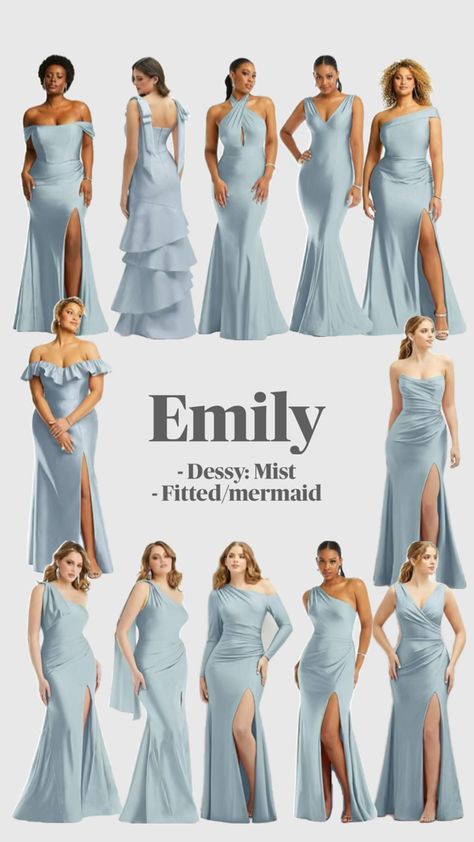 Bridesmaid Dress Color Schemes, Blue Hydrangea Wedding, Blue Dress Outfits, Mermaid Bridesmaid, Dream Wedding Decorations, Hydrangeas Wedding, Blue Lehenga, Cute Wedding Dress, Mermaid Bridesmaid Dresses