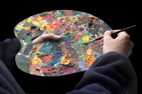 Painters pallet. A hand taking paint from a pallet , #Aff, #pallet, #Painters, #paint, #hand #ad Painters Pallet, Paint Pallet, Pallet Painting, Paint Palette, Old Master, Painted Paper, Painter, Art Projects, Royalty Free