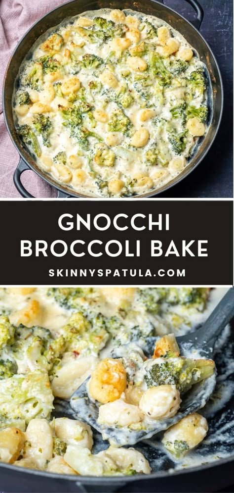 Gnocchi and Broccoli Bake – Skinny Spatula Cheddar Broccoli Gnocchi Soup, Gnocchi Dishes Vegetarian, Baked Gnocchi Casserole, Broccoli And Gnocchi Recipes, Gnocci Meals Dairy Free, Spring Gnocchi Recipes, Brussel Sprout Gnocchi, Chicken Broccoli Gnocchi Recipes, Broccoli Gnocchi Recipe