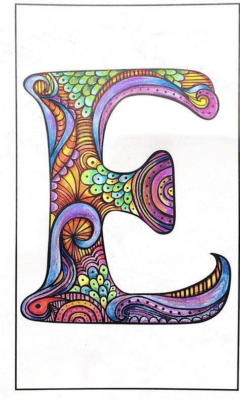 Initial Art Letter, Zentangle Alphabet Letters, Zentangle Initials, Zentangle Letters, Hand Lettering Alphabet Fonts, Doodle Art Letters, Initial Art, Therapeutic Art, Zen Doodle Art