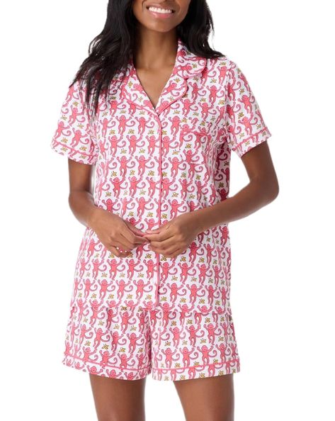 PRICES MAY VARY. Matching Pajamas Set Material: The Super Soft Pajama Set is made of Polyester blend, breathable and cozy, lightweight and skin-friendly. Short sleeve sleepwear top and pajama shorts set. Two-Piece Sleepwear Pajama Set Feature: Top: button down, collared, relax fit, loose fit baggy pjs top, short/long sleeve,cute/novelty/funny printed shirt top. Bottom: elastic waistband, high waist loose fit shorts pants pjs shorts. Pjs Sets for Women Design: Silk pajamas for women, satin pajama Roller Rabbit Monkey, Pajamas Shorts Set, Womens Loungewear Sets, Comfy Pjs, Cute Pjs, Monkey Print, Set Outfits, Roller Rabbit, Cute Pajamas