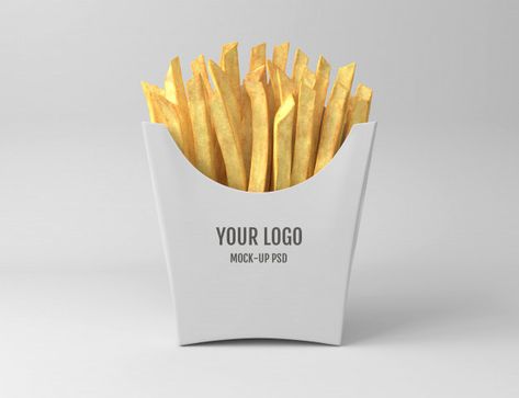 French Fries Packaging PSD Mockup - Free PSD Templates Satay Packaging, French Fries Packaging, Friend Fries, Fries Packaging, Burger Packaging, Chicken And Chips, Logo Banner, Packing A Cooler, Psd Background