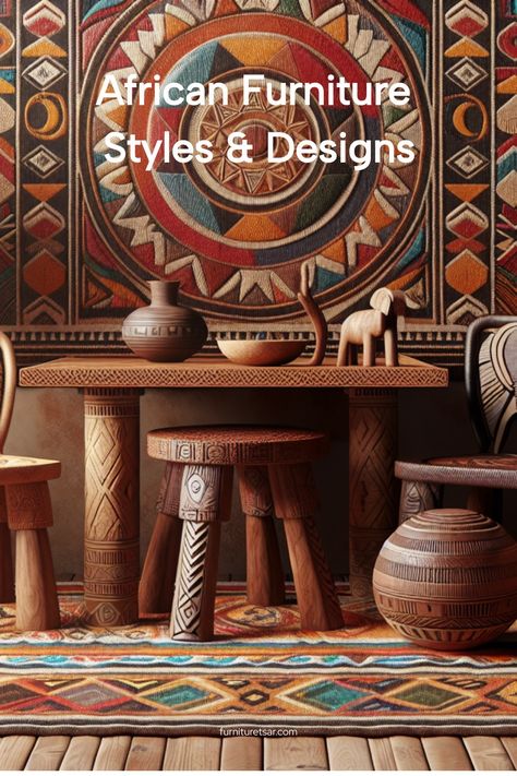 African Furniture Styles & Designs Japanese Bedrooms, African Furniture, Popular Crafts, African Home Decor, Local Furniture, African Decor, Fantastic Furniture, Bold Patterns, Hand Crafted Furniture