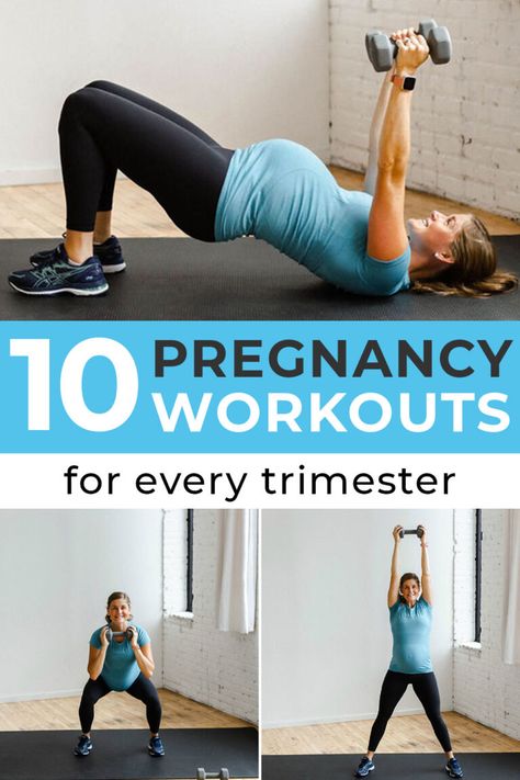 Achieve your fit pregnancy goals with these Prenatal Workouts -- The 10 BEST Pregnancy Workouts Online. From pregnancy strength training and cardio, to baby bump barre and prenatal yoga, these pregnancy workouts include the best exercises for pregnant women. Stay motivated to exercise while expecting with these free pregnancy workouts at home! Workout Pregnant, Best Pregnancy Workouts, Exercise Pregnancy, Exercise While Pregnant, Pregnancy Workout Videos, Pregnancy Workout Plan, Exercise For Pregnant Women, Pregnancy Safe Workouts, Pregnancy Workouts