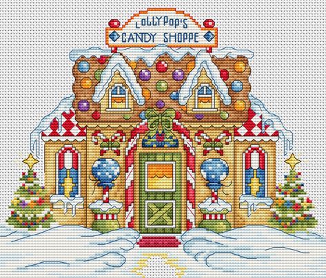 Christmas Cross Stitch Patterns Free, Holiday Cross Stitch Patterns, Free Cross Stitch Pattern, Cross Stitch House, Holiday Cross Stitch, Beautiful Cross Stitch Pattern, Xmas Cross Stitch, Cross Stitch Christmas, Winter Cross Stitch