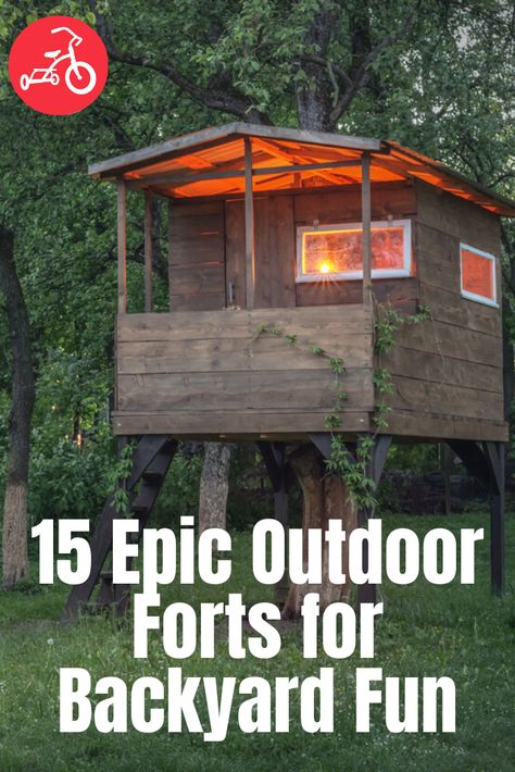 Outdoor Forts For Kids, Superhero Hideout, Summer Projects For Kids, Kids Tree Forts, Forts For Kids, Cubby House Ideas, Indoor Forts, Outdoor Forts, Diy Fort