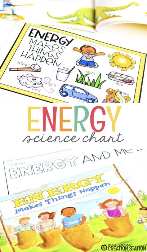 Science is all around us and it can be very intriguing for your little learners. An energy unit is one that all kids will want to know about. To start off, you read a book to the students about energy. It is a fun way to get their minds thinking on the energy around them. The free printable chart and page pair fantastically with these energy books. Get yours today. #science #kids #free #printable #books Energy Books, Teaching Energy, Education Printables, Science Chart, Energy Science, Energy Kids, Science Kids, What Is Energy, Mrs Jones