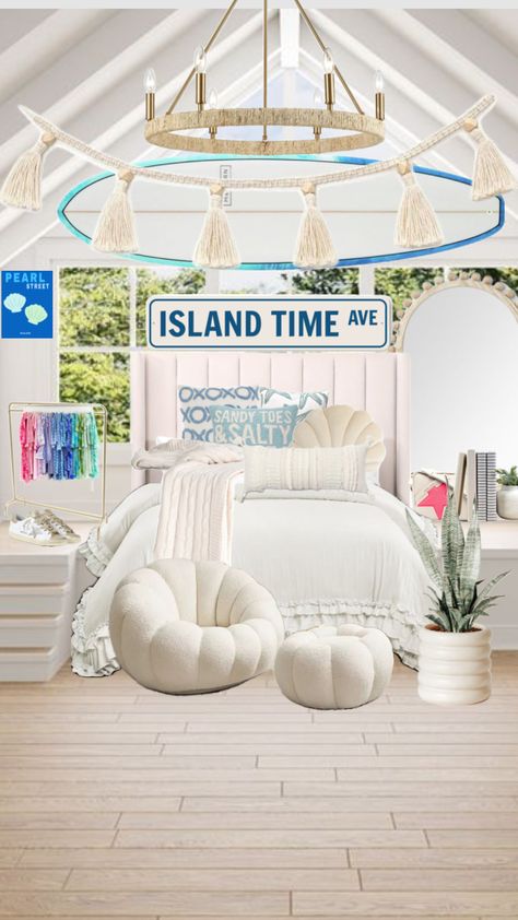 #preppy #beachy #teenroom White Beachy Aesthetic, Surf Room Ideas, Paisley Bedroom, Bloxburg Rooms, Costal Granddaughter, Comfortable Bedroom Decor, Shuffles Preppy, Girl Apartment Decor, Beach Room Decor