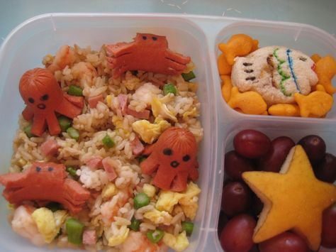 Under the sea bento box Cute Bento Lunches For Kids, Bento Box Lunch For Adults Japanese Cute, Bento Lunch Box Ideas For Kids, Japanese Bento Box Aesthetic, Magnolia Core, Bento Box Lunch For Adults Japanese, Bento Box Lunch For Adults, Fried Rice With Shrimp, Delicious Fried Rice