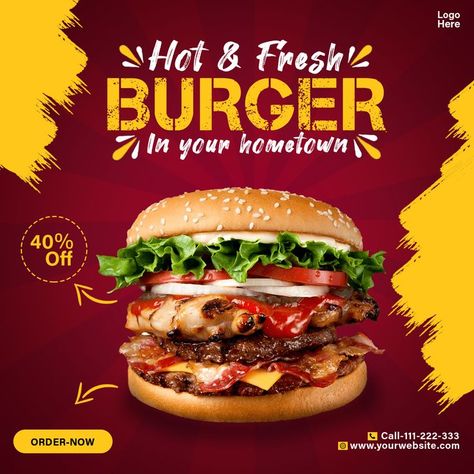 Social Media Post Design #Agdesigner #service #socialmedia #posterdesign #designing #fastfood #banners #socialmedia #graphicdesigner Big Hamburger, Burger Social Media Post, Burger Street, Flash Banner Design, Advert Design, Roti Bakar, Fire Horse, Dum Biryani, Font Ideas