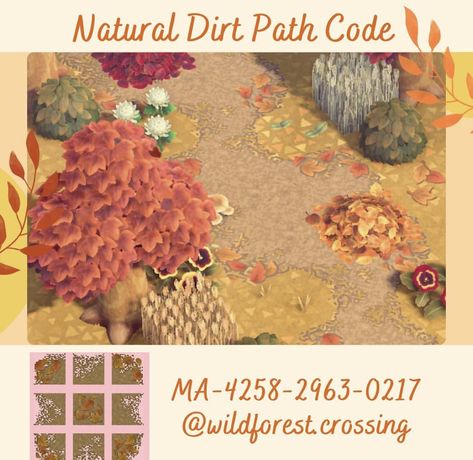 Fall Pathways Animal Crossing, Acnh Autumn Dirt Path, Leaf Path Animal Crossing, Acnh Fall Dirt Path Codes, Autumn Path Animal Crossing, Autumn Dirt Path Acnh, Fall Path Acnh Code, Dirt Animal Crossing Code, Fall Dirt Path Acnh Code