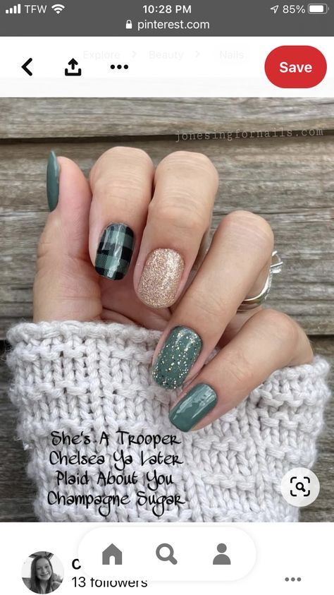 Gel Nails March 2024, Color Street Shes A Trooper Mixed Mani, Shes A Trooper Mixed Mani, Color Street Shes A Trooper Combo, She’s A Trooper Color Street Combo, Color Street Shes A Trooper, Winter Colorstreet Combos, Nails For January 2023, January 2023 Nails