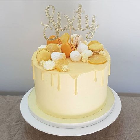 Birthday Cakes Girls Kids, Lemon Birthday Cakes, Drip Cake Recipes, Cake Decorated With Fruit, Birthday Drip Cake, Showstopper Cakes, Macaroon Cake, 70th Birthday Cake, Lemon Drizzle Cake