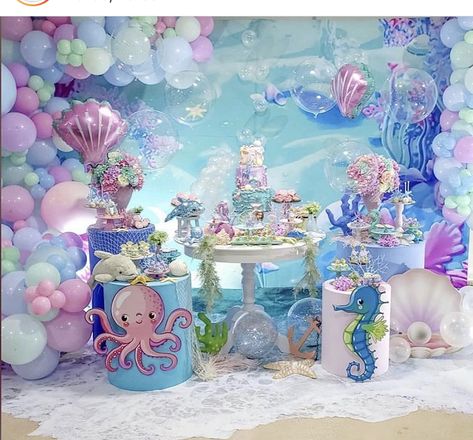 Mermaid Elements, Mermaid Lantern, Hanging Jellyfish, Wish Lanterns, Sea Party Ideas, Ocean Birthday Party, Mermaid Birthday Party Decorations, Mermaid Theme Birthday Party, Bubble Guppies Birthday